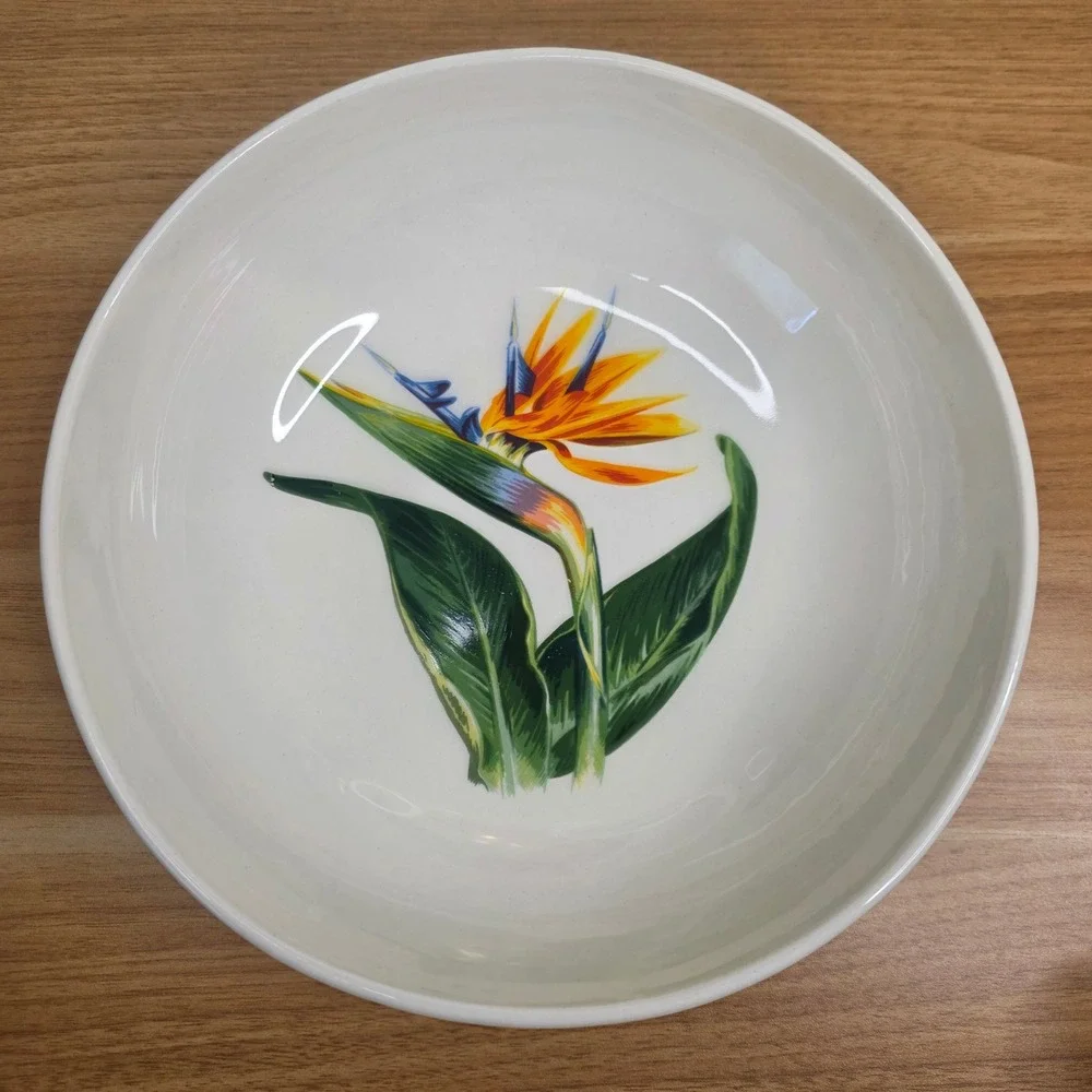 Santa Anita Ware Bird Of Paradise Flowers Of Hawaii Chop Plate & Vegetable Bowl - Picture 3 of 11